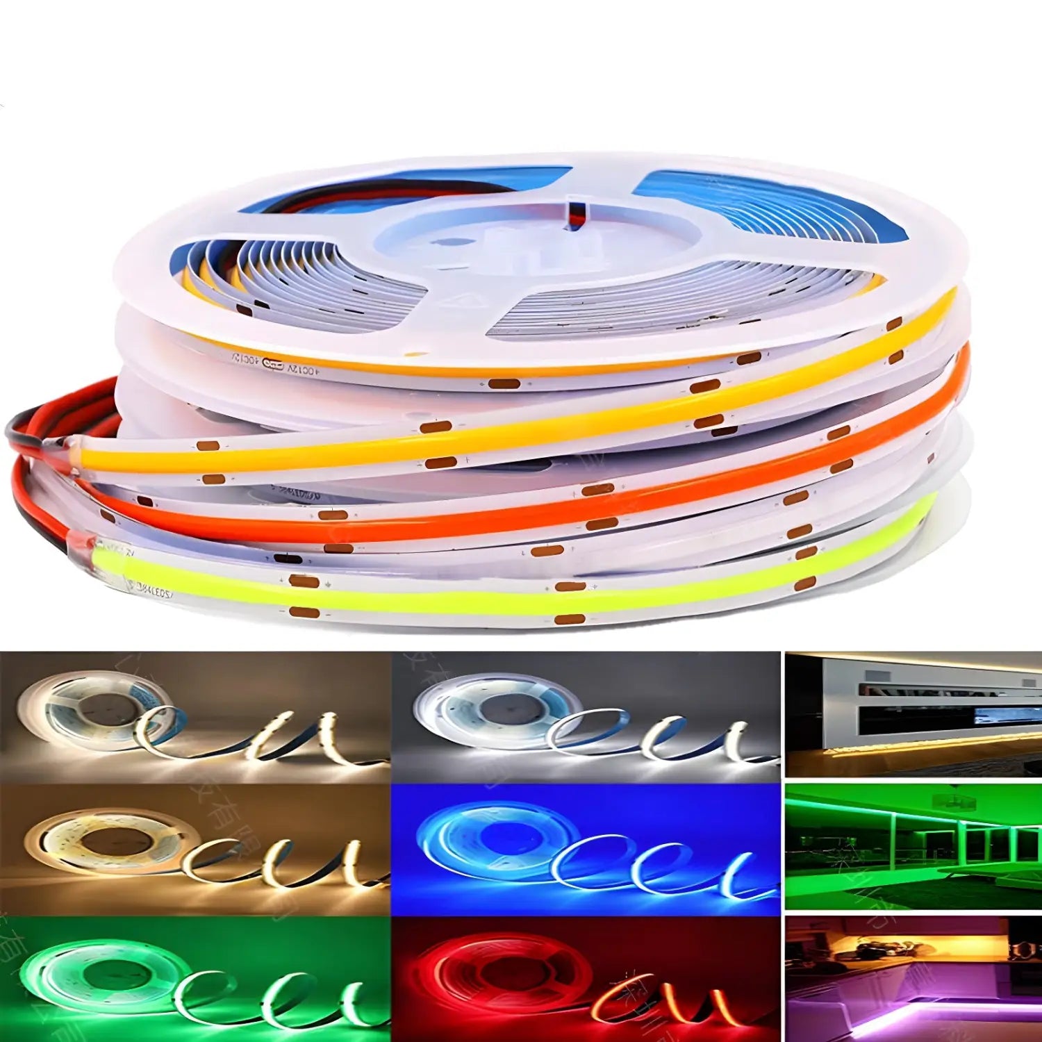 COB LED Strip Light | Flexible, Dimmable, 9 Colors | 5M Roll