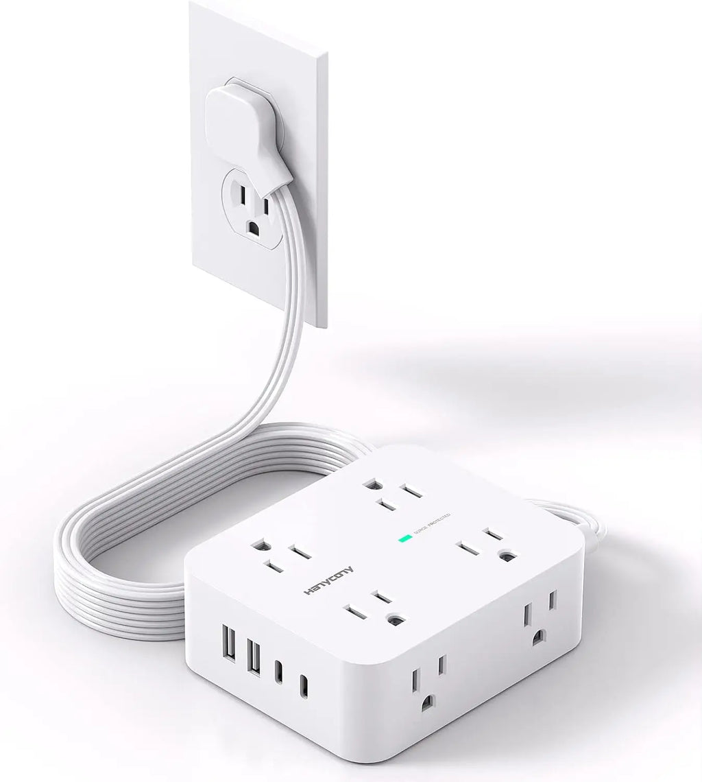 8-Outlet Surge Protector with 4 USB Ports & Flat Plug
